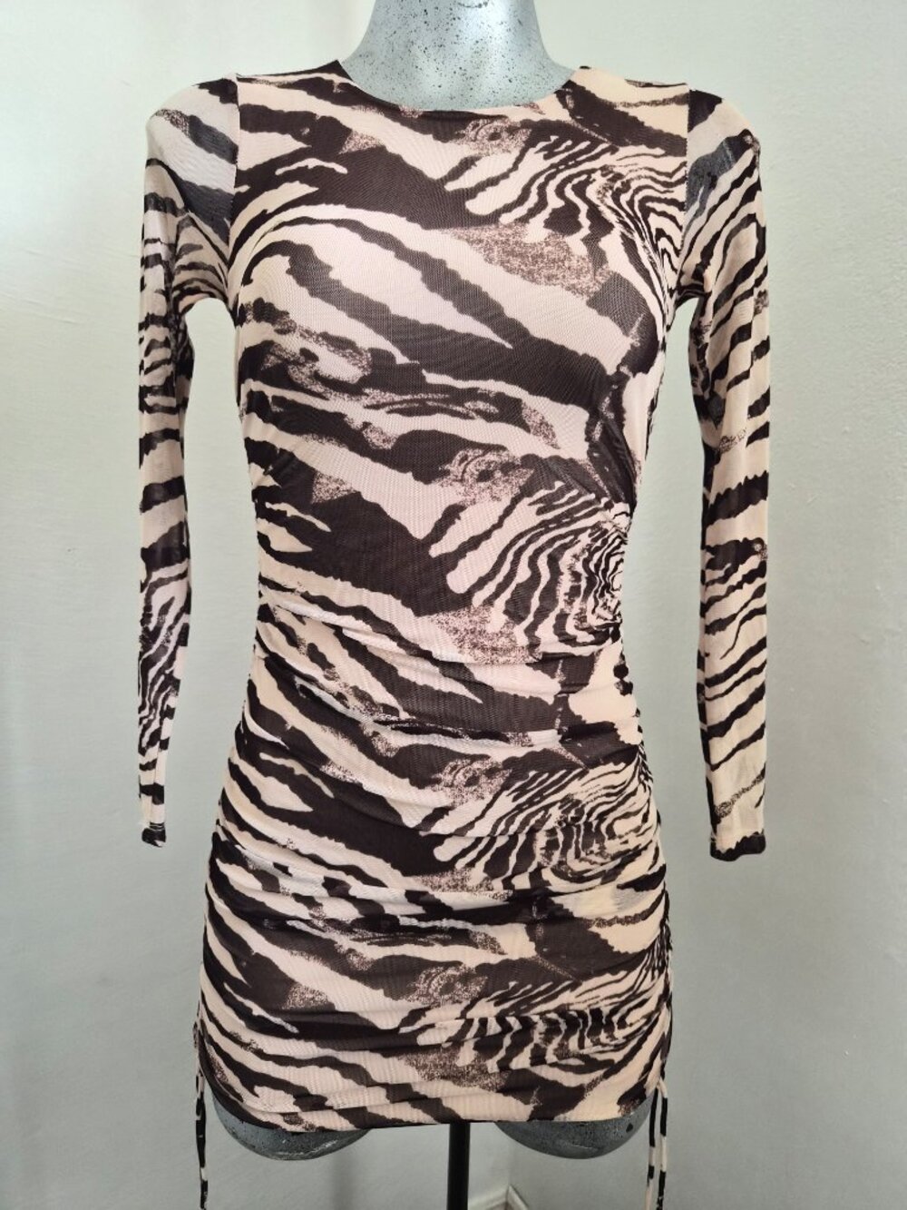 Princess Polly Zebra Print Ruched Mini Dress